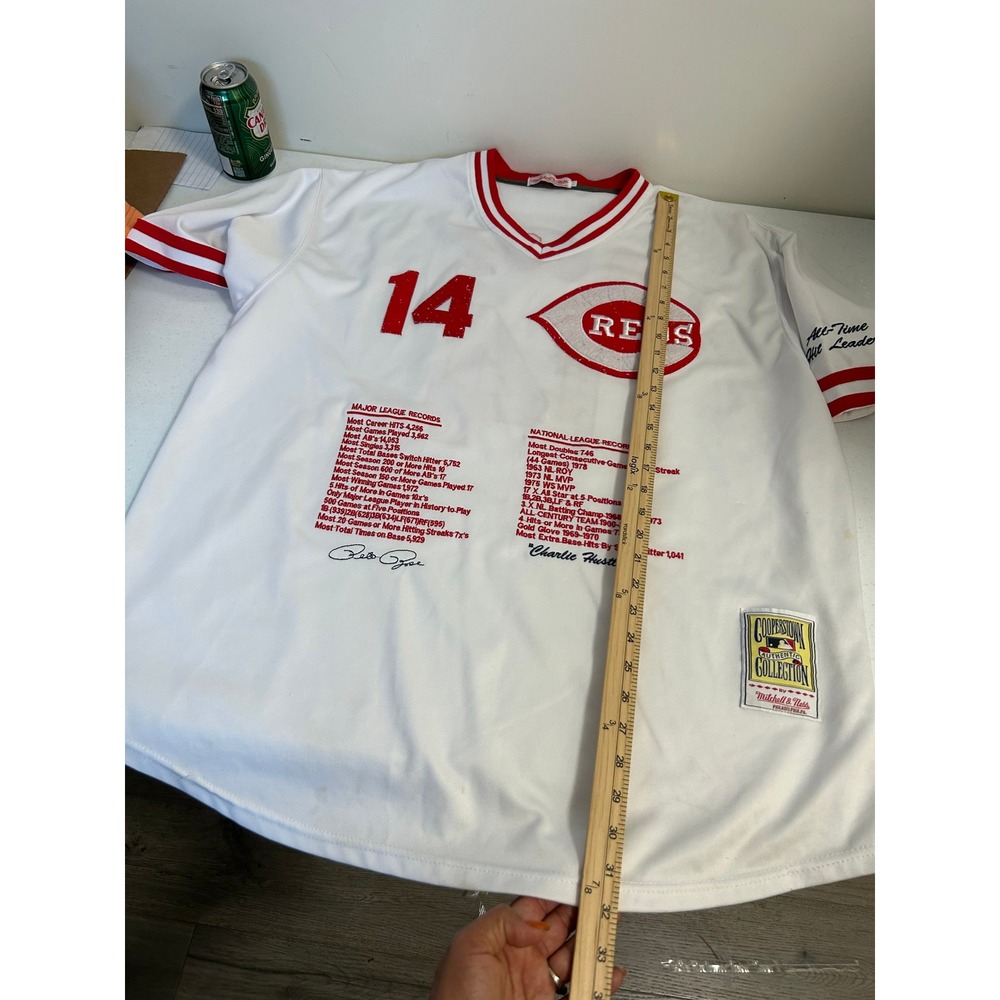 Mitchell & Ness Cincinnati Reds Pete Rose 14 Baseball Jersey Cooperstown - Picture 5 of 7